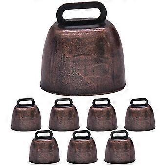 Copper Cow Bells for Livestock Collar Ornaments 8Pcs Set Brown
