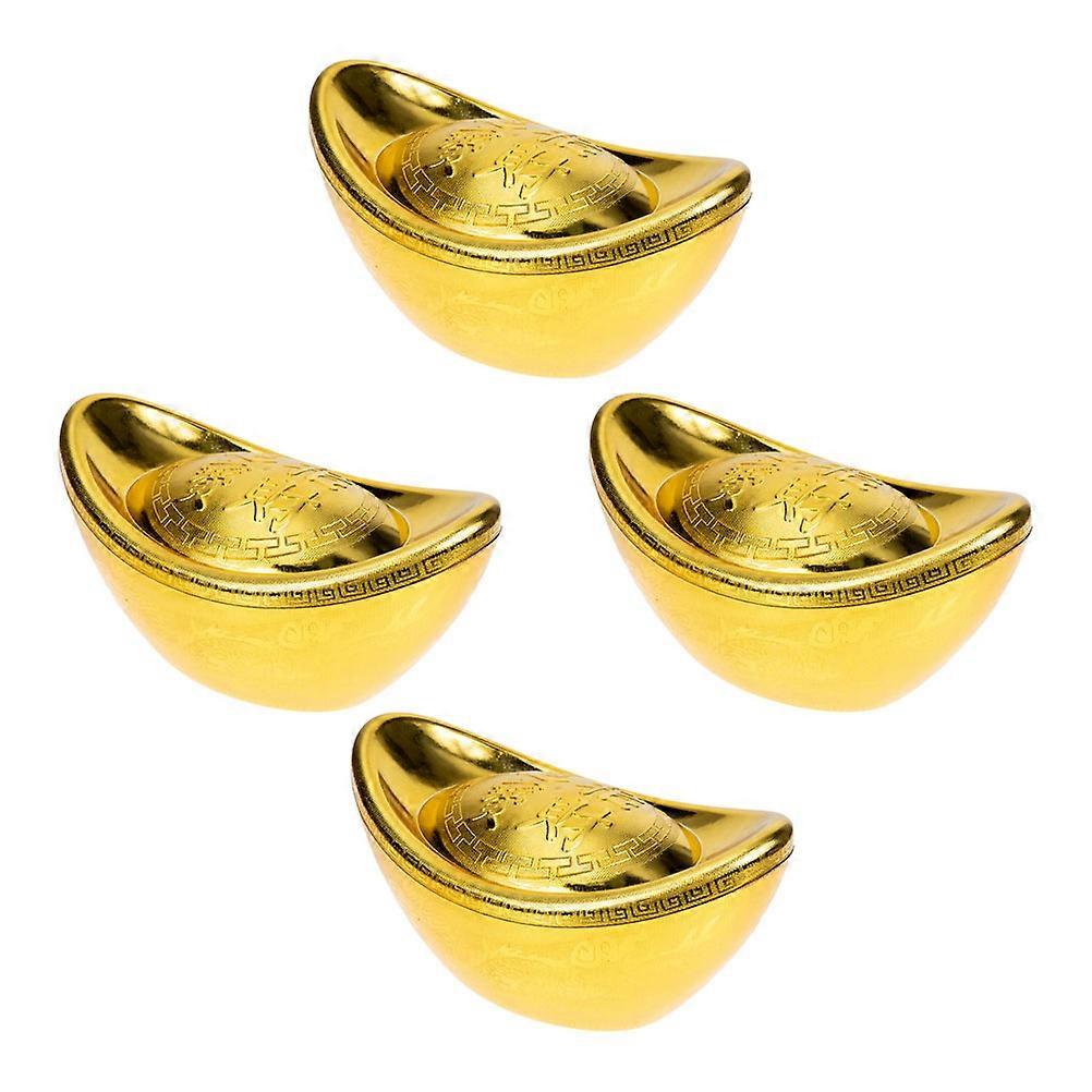 Simulation Gold Ingot Desktop Decor for Storage 4Pcs Candy Case