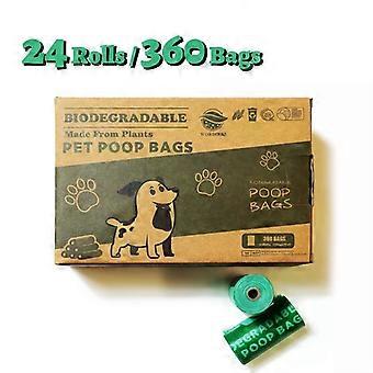 360 Biodegradable Pet Poop Bags 24 Rolls 18 Micron 23x33cm Unscented Green