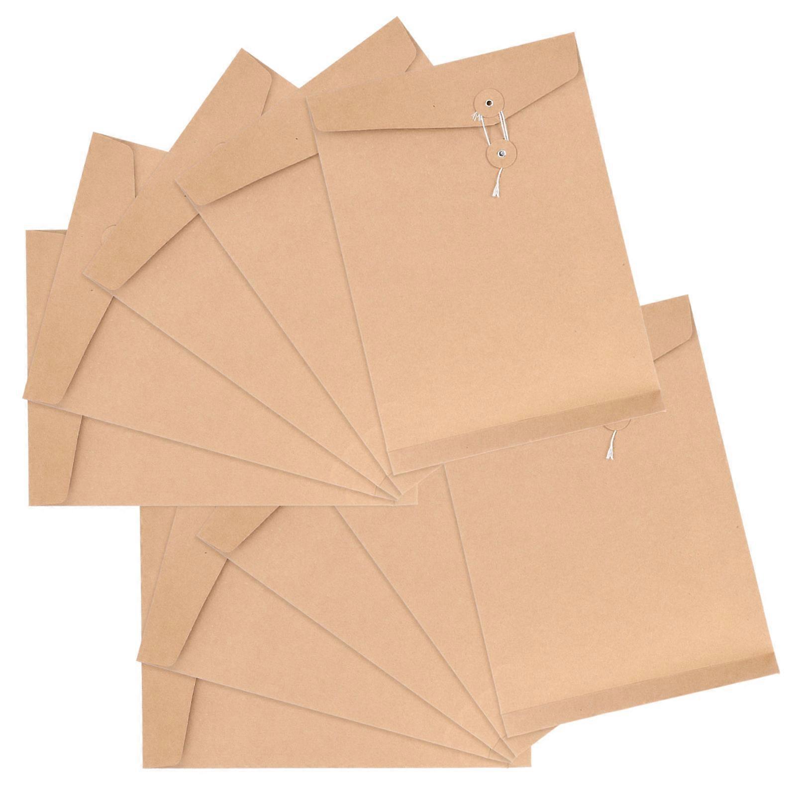 10pcs Kraft Paper Envelope String Tie Closure Envelope Document File Organizer