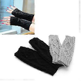 Headband Winter Women Wrist Arm Hand Warmer Knitted Long Fingerless Gloves Mitten