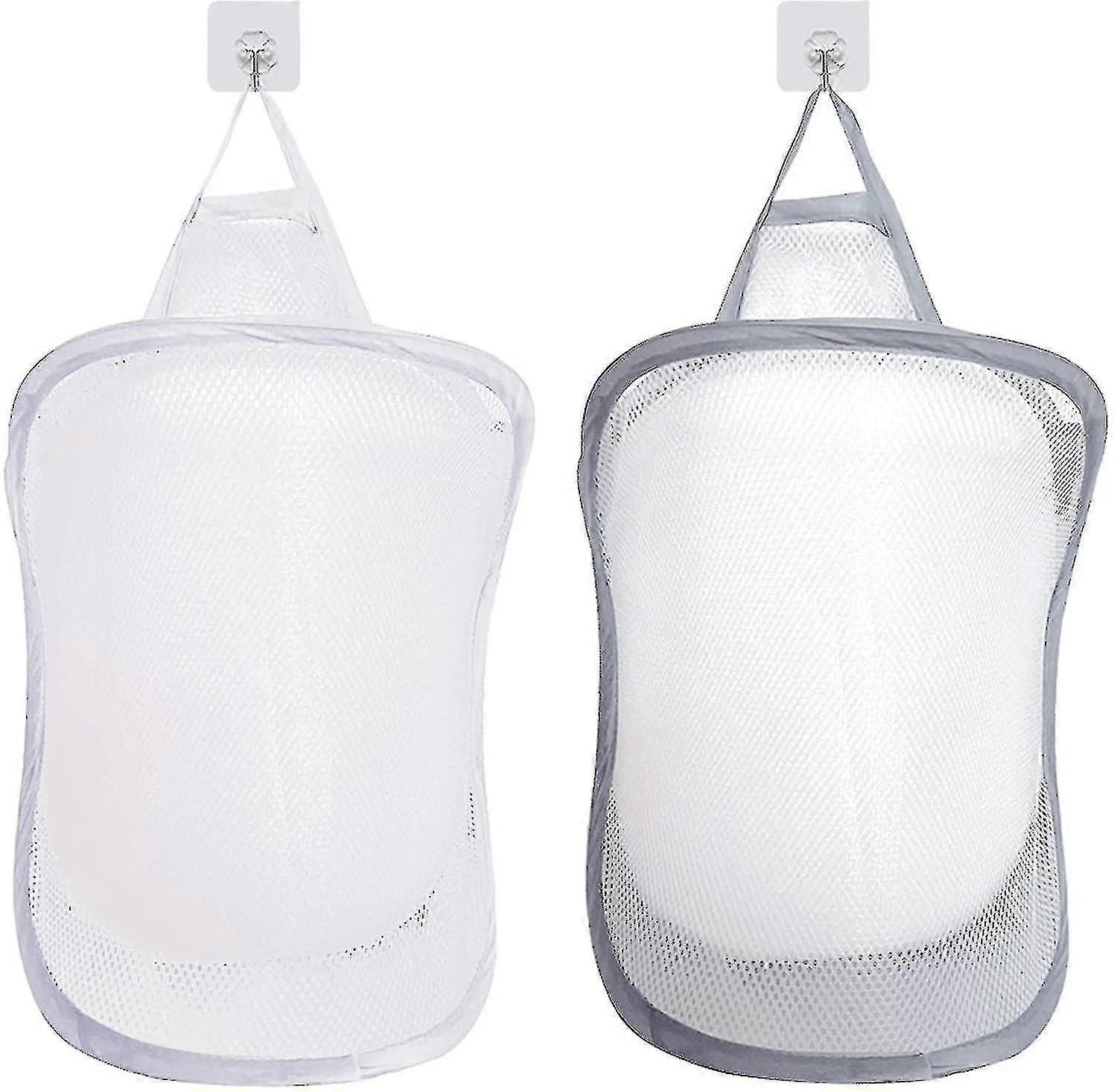 2 Piece Mesh Laundry Basket, Foldable Hanging Laundry Bag