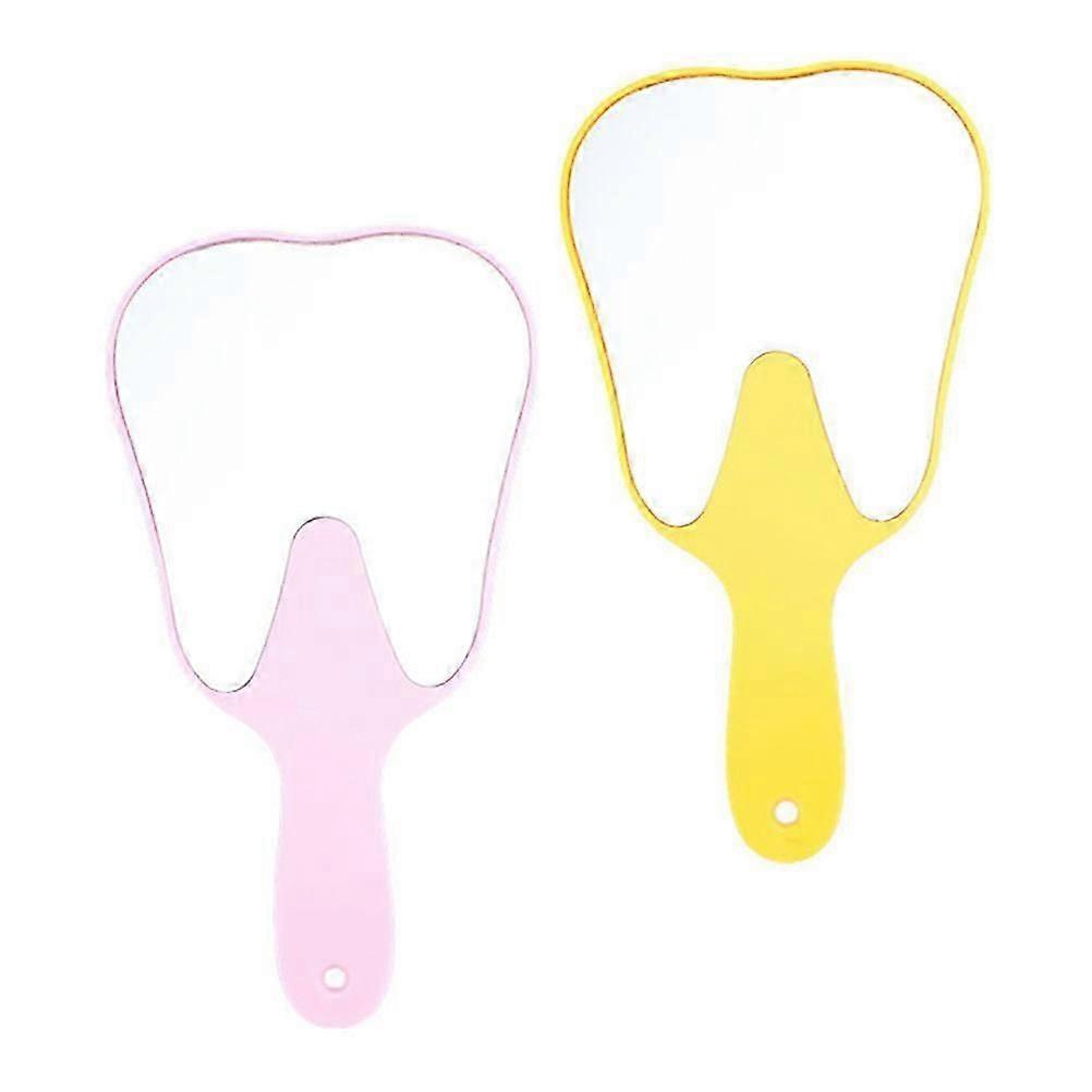 Makeup Mirror Handheld Tooth Shape for Makeup 2Pcs Assorted Color Mirrors