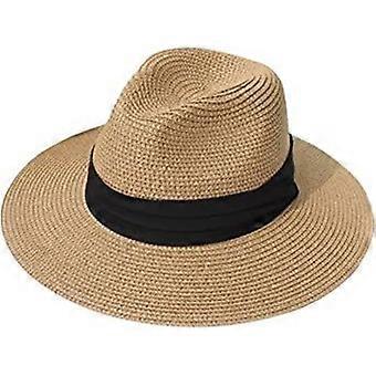 Vrouwen Brede Rand Stro Panama Roll up Hat Fedora Beach Sun Hat UPF50+