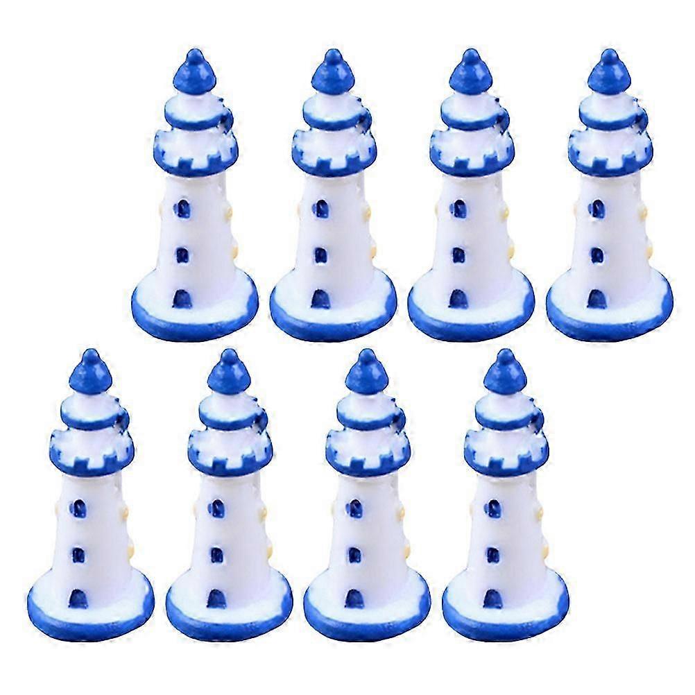 Lighthouse Model Decor Mediterranean Style Small Lighthouse Model for Desktop 8Pcs