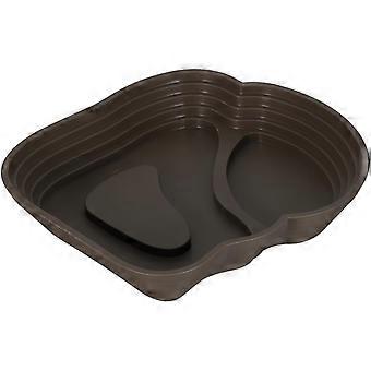 Reptilienbadebecken mit Rampe (24 cm) – Wasserschale und Futternapf für Schildkröten, Bartagamen und Geckos – Spritzwassergeschütztes, dunkelbraunes Aquarium-Zubehör