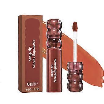 2pcs Tanghulu Mirror Lip Gloss #01, Milk Mist Light Coffee, Daily Versatile, Clear Hydrating Lip Look, Lightweight Non-sticky