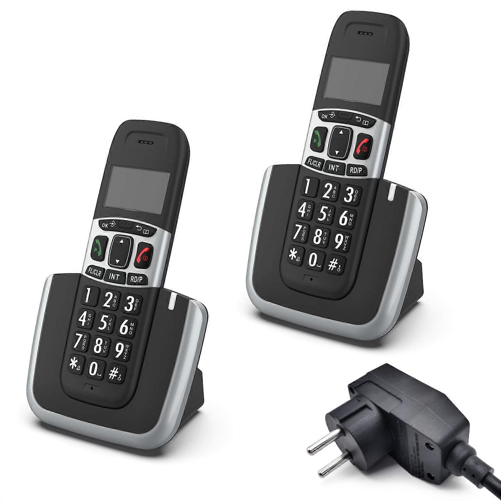 Téléphone sans fil numérique D1004-D pour entreprises, bureaux et domicile. Téléphone portable à faible rayonnement avec écran LCD, identification de l'appelant, mémoire et rappel multicolore.
