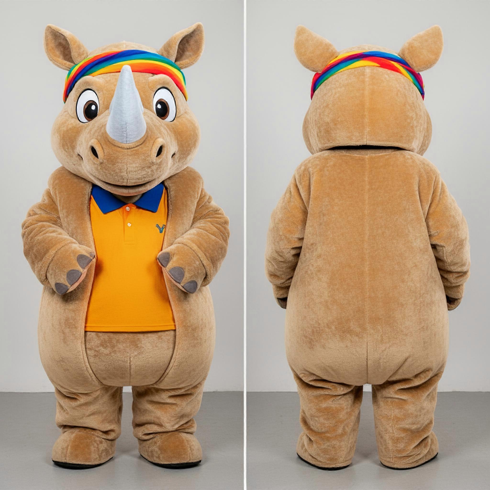 MASTICOT Tan Broad Shouldered Rhinoceros Mascot