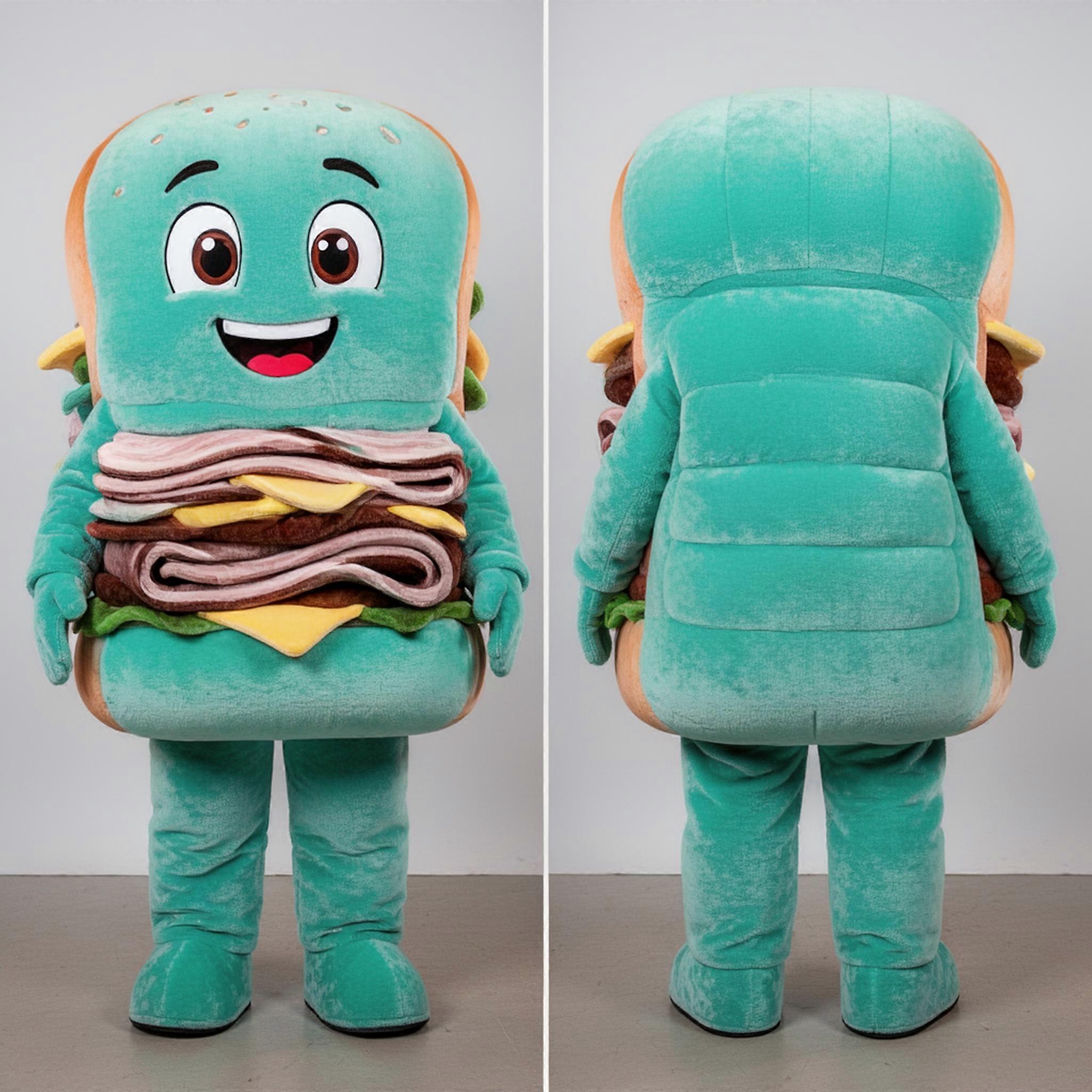MASTICOT Teal Velvety Pulled Pork Sandwich Mascot
