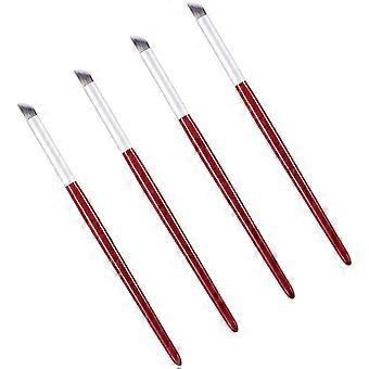 Nail Art Brush Nail Brush for Acrylic Painting 4Pcs Red Fiber Set
