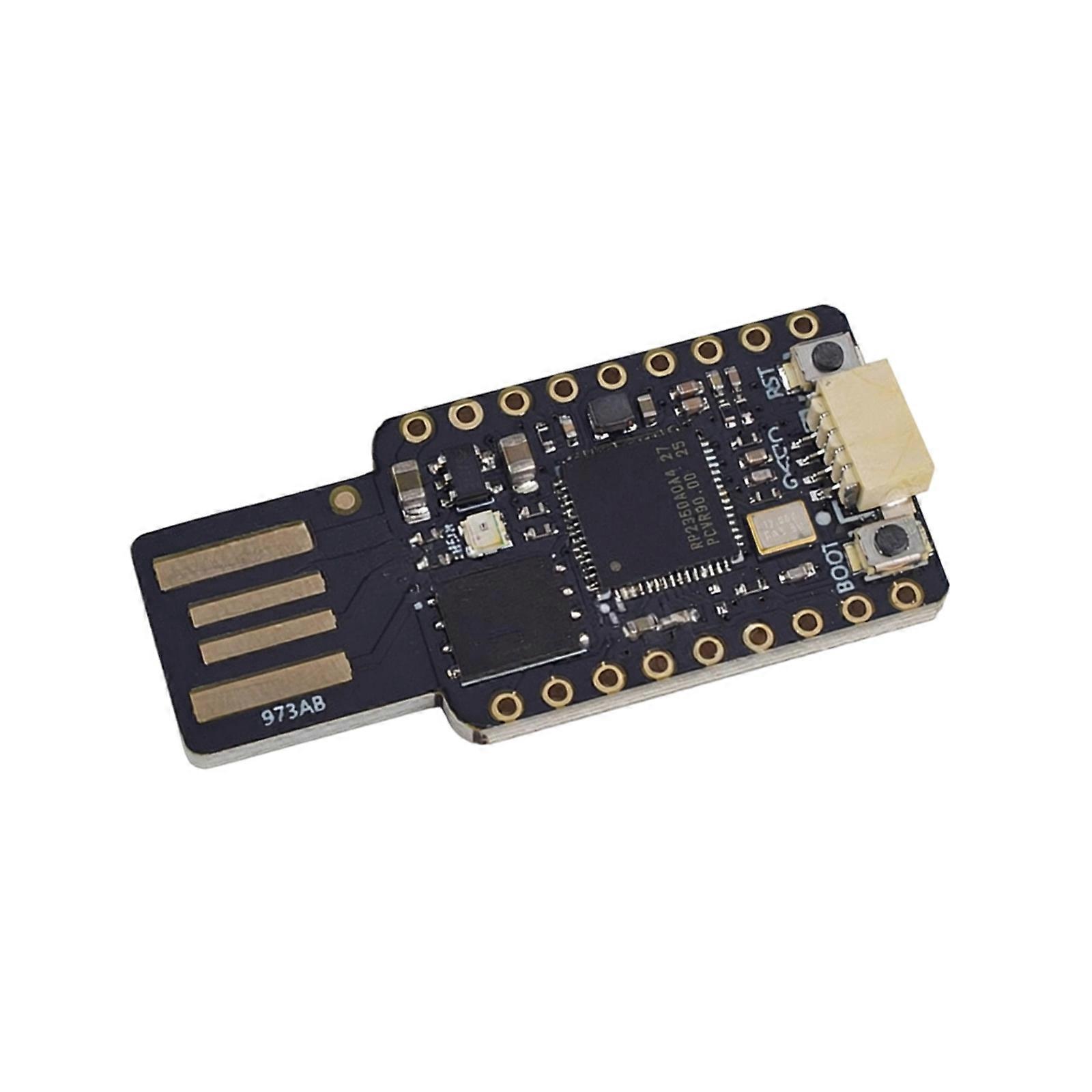 USB RP2350 Hardware Learning Unit with USB-A Link, Boot Controls and Header Holes for Code Testing and Project Builds Multicolor