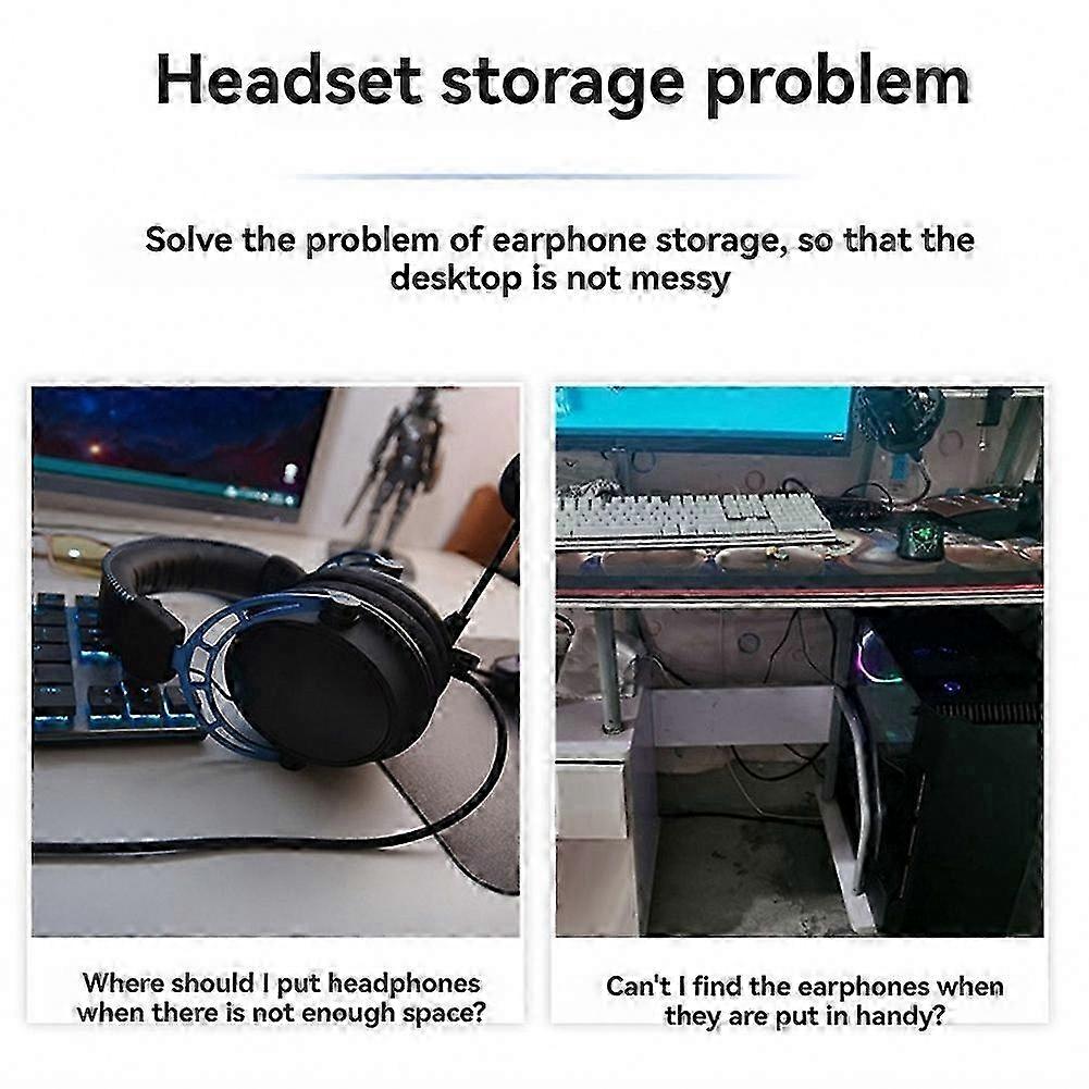 Desk Side Headset and Bag Holder Adjustable Clip-On Hook Bracket