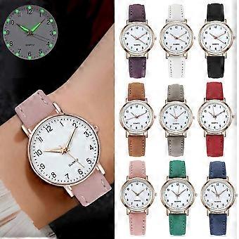 Dam Armbandsur Klocka Kvarts Analog Kvinnor Lderarmband Modeklocka, 100% Ny