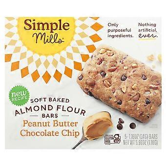 4 x Simple Mills, Soft Baked Almond Flour Bars, Peanut Butter Chocolate Chip,  5 Bars, 1.19 oz (34 g) Each