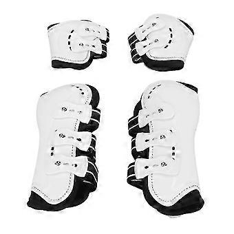 Horse Front Hind Tendon Boots 4 Pack White Adjustable Shock Absorbing Fetlock Boots