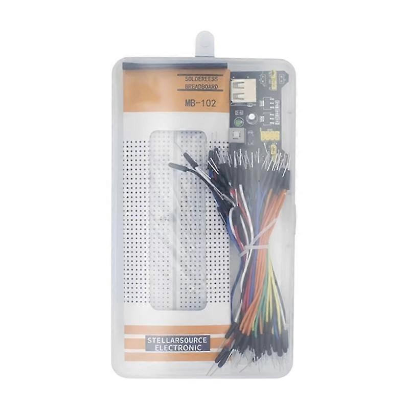 830 Points Solderless Breadboard with USB or 6.5-12V Direct-Current Input, Switchable Supply and 65 Linking Cables for Study
