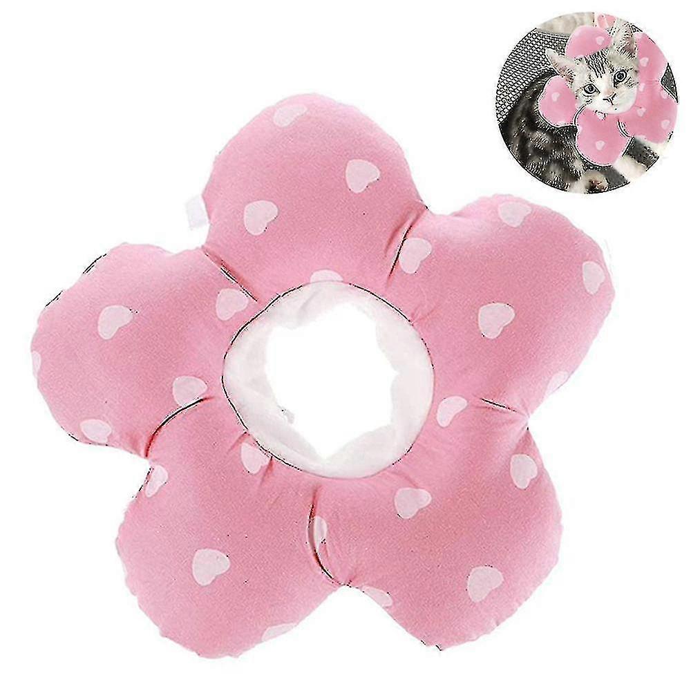 Cat Recovery Collar, Soft Pet Collar Adjustable Protective Wound Healing Collar After Surgery, Cute Flower Neck Pillow Prevent From Licking, Biting, S