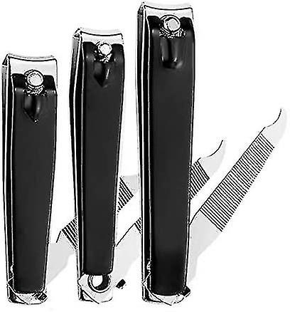 Set3pcs) Sharp Stainless Steel Fingernail Toenail Cutter With Nail File (large+medium+small