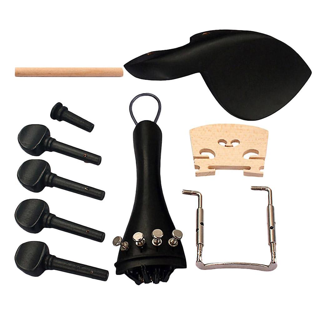 4/4 Ebony Violin Tuning Pegs with Chinrest Endpin Bridge Tailpiece Clamp