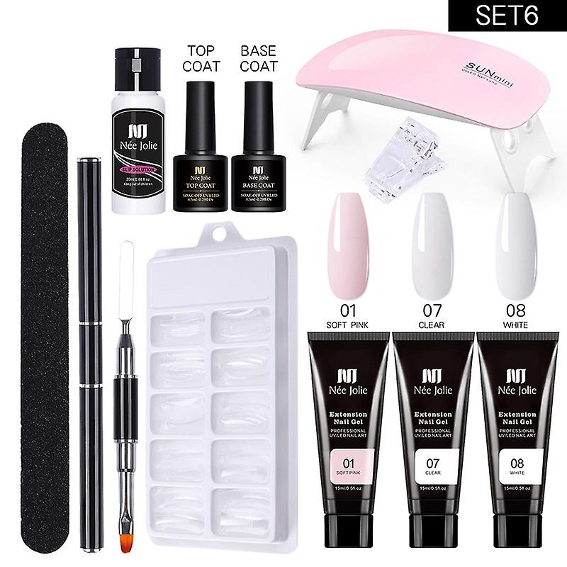 Poly Uv Gel Kit All For Manicure Gel Nail Extension Set Slip Solution Builder Acrylic Gel Polish Nail Art Tool 6