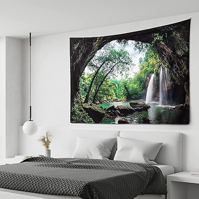 Extra Large Forest Wall Tapestry 250 x 180cm Cave View with Waterfall