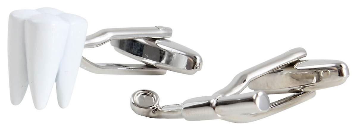Zennor Dentist Tooth and Mirror Cufflinks - White/Silver