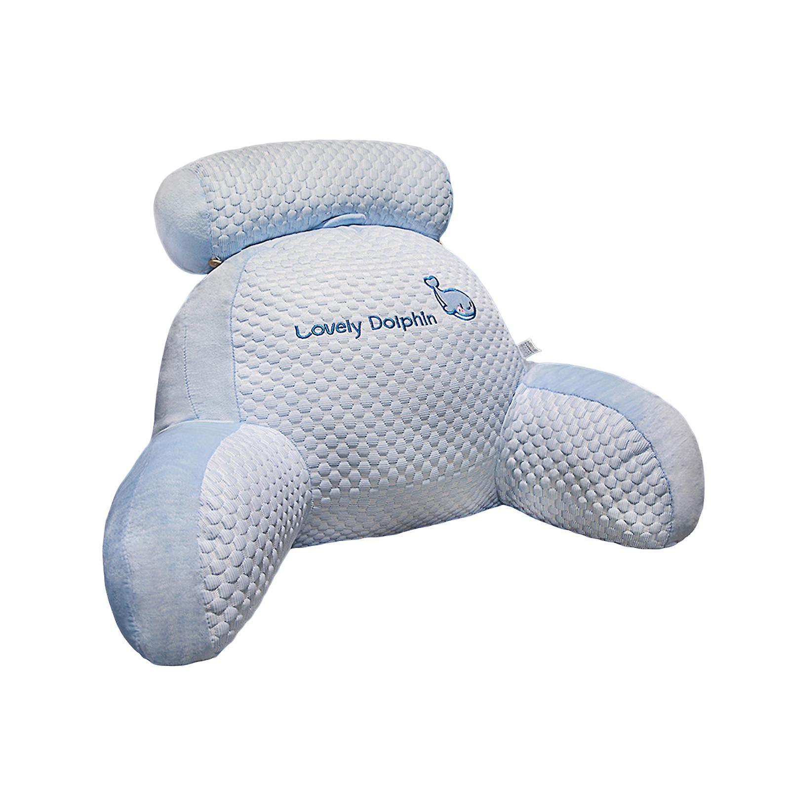 Korsryggpute Vaskbar Broderi Midjestøtte Pute For Soverom Sofa Kontor Blå L