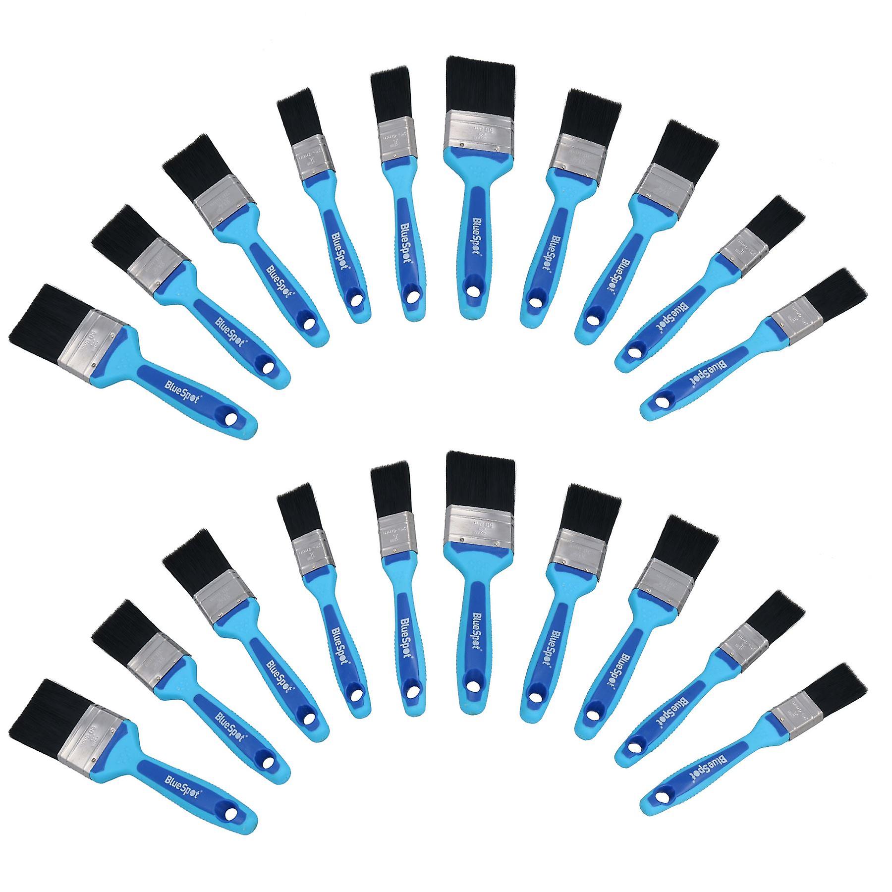 20pc Synthetic Paint Brush Painting + Decorating Brushes Rubber Grip Handle 1” – 2”