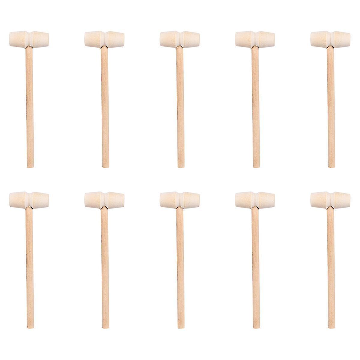 25pcs Solid Wood Mini Hammer Wooden Crab Hammer Planet Cake Mallet (log Color)