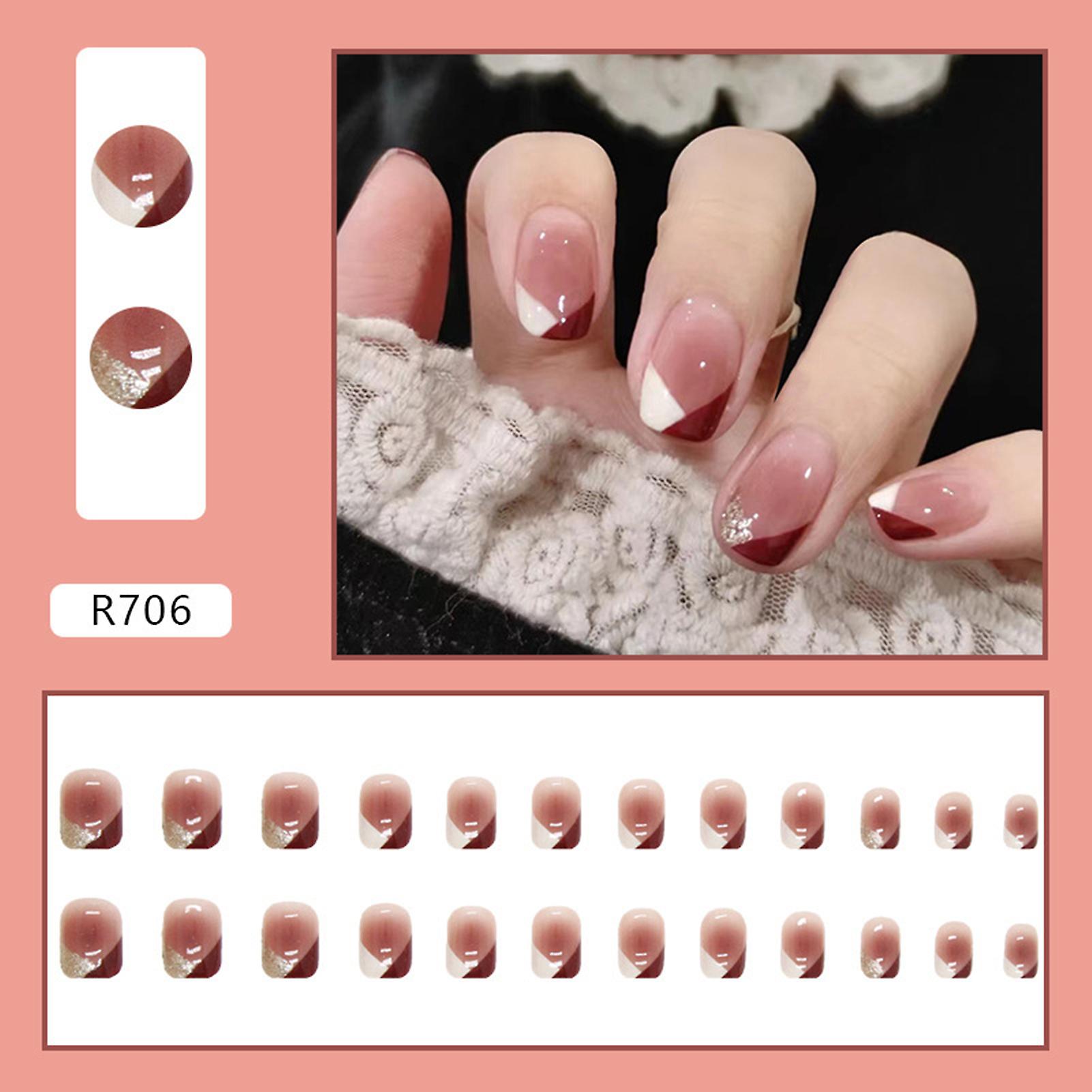 French Short Blush Press-on Nails Beginner Friendly Reusable Manicuring Fake Nails