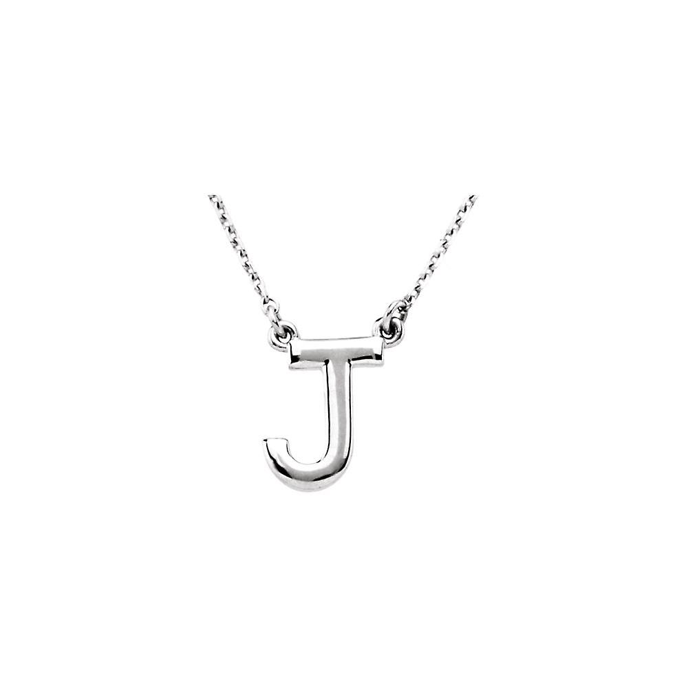 925 Sterling Silver J 16 Inch Polished Block Letter Name Personalized Monogram Initial Necklace Pendant-Necklace for Wom