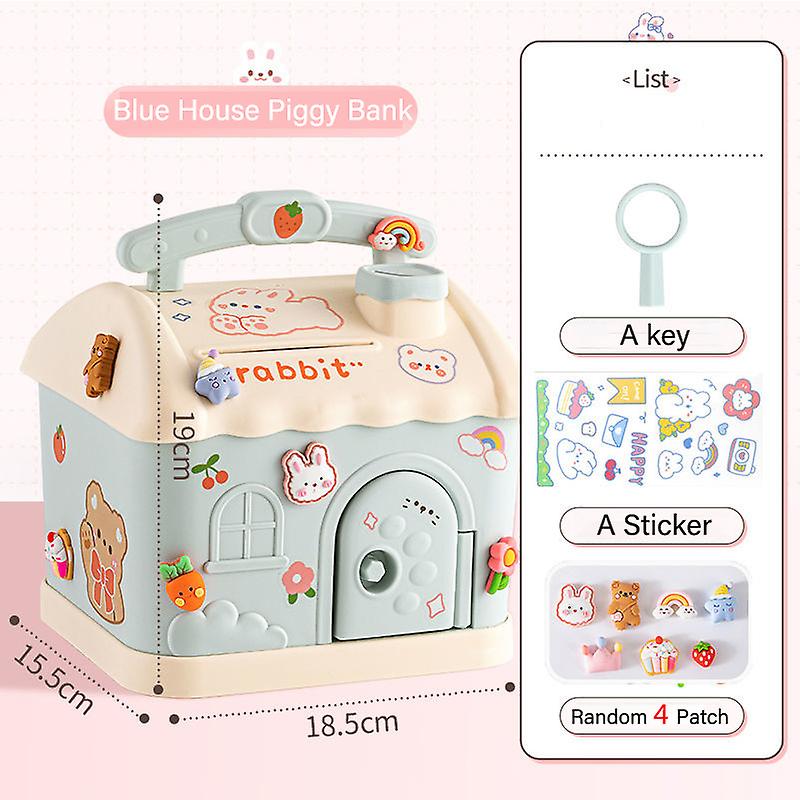 Kawaii Piggy Bank Anime Cartoon Cute Square Money Boxes Piggy Bank With Lock And Key For Notes Children Xmas New Year Toys Gift
