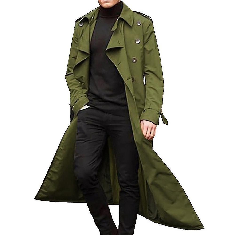 Män Trenchcoat Kavajslag Överrock Casual Jacka Vanliga Ytterkläder Toppar