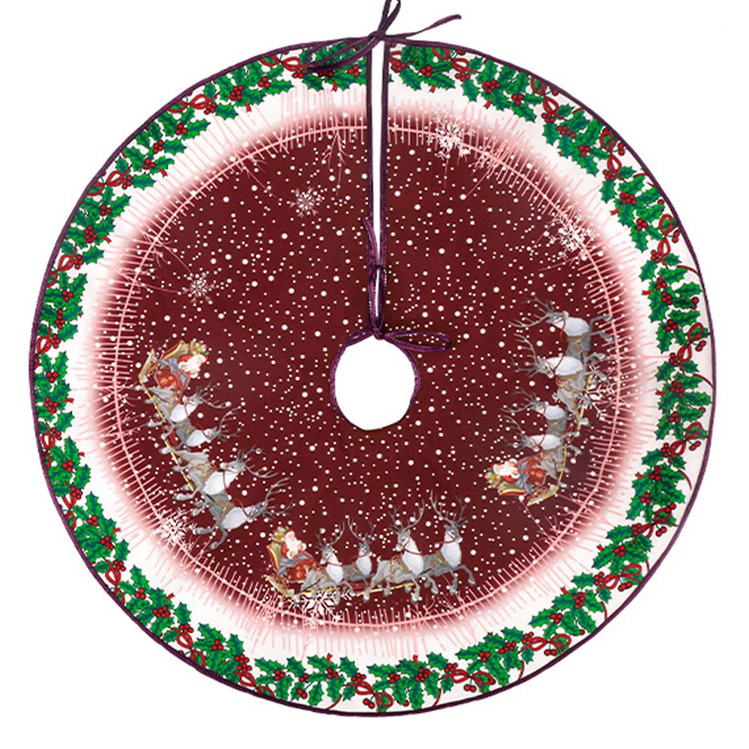 Tree Skirt Mat Bright-colored Open Ended Decorative Fleece Santa Claus Xmas Tree Skirt for Party