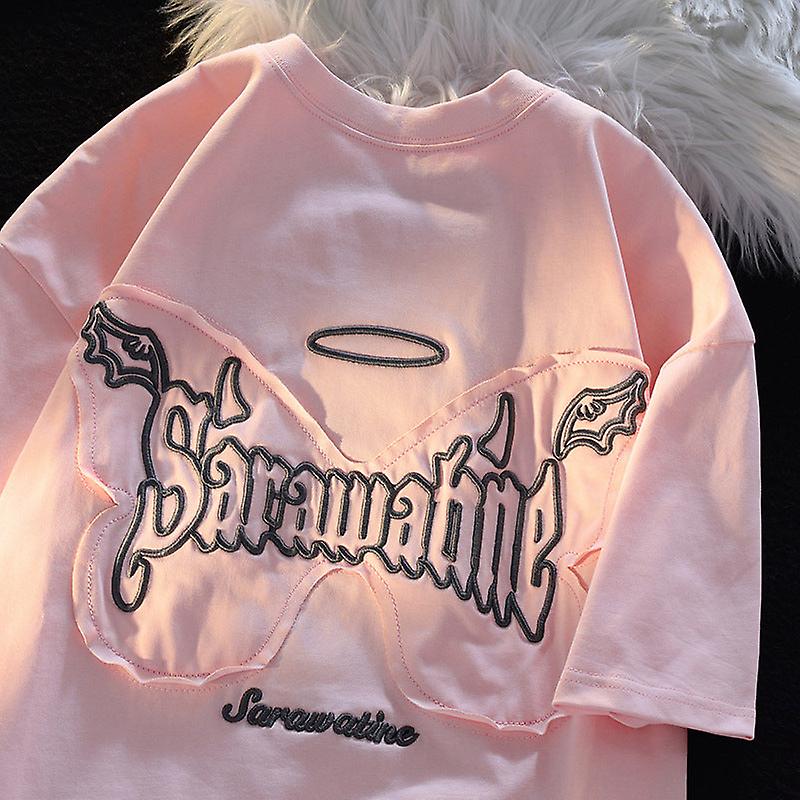 Butterfly Embroidery Patch Pattern Loose-fitting Pure Cotton Top