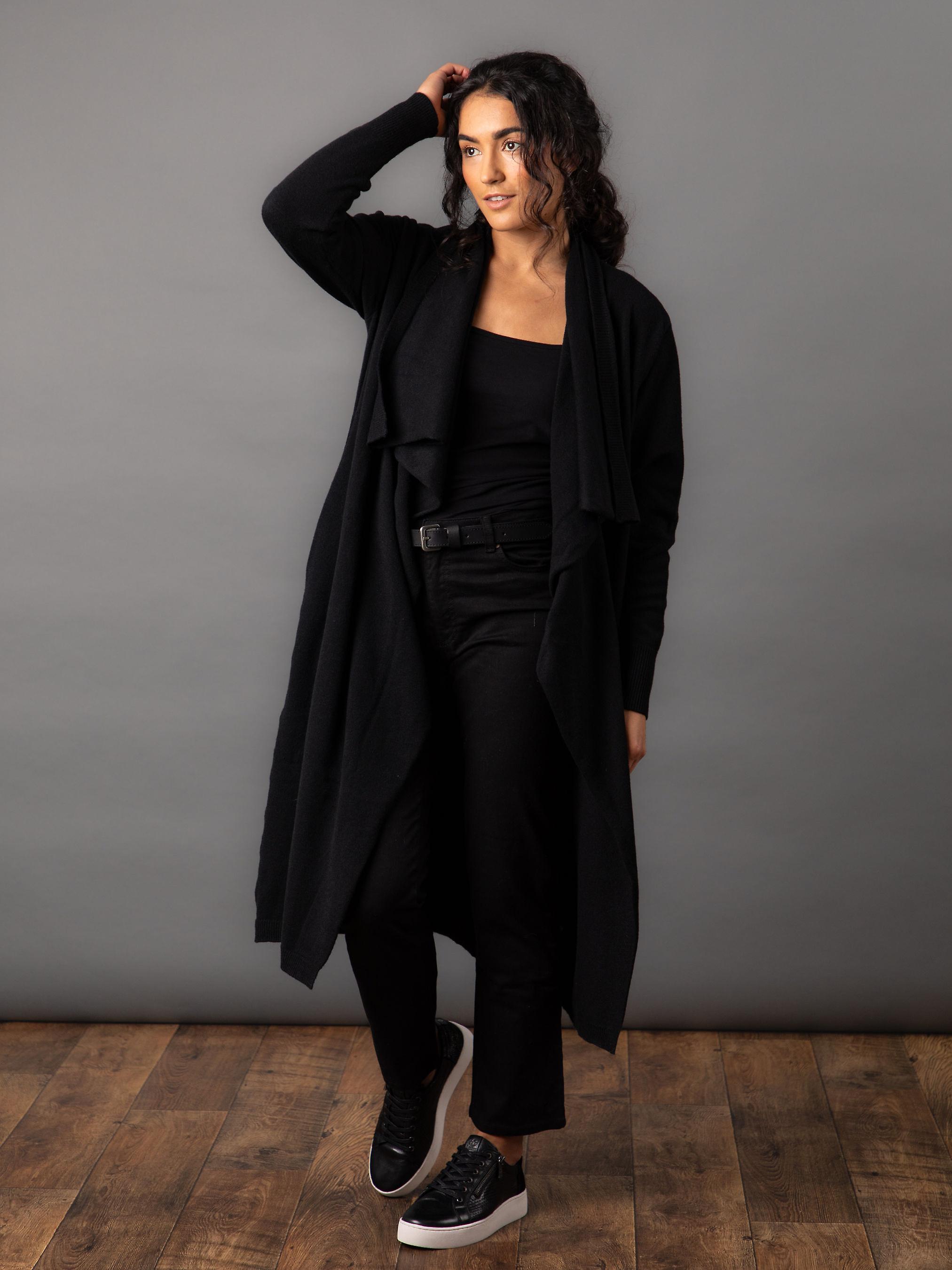 Larson Waterfall Cardigan in Black