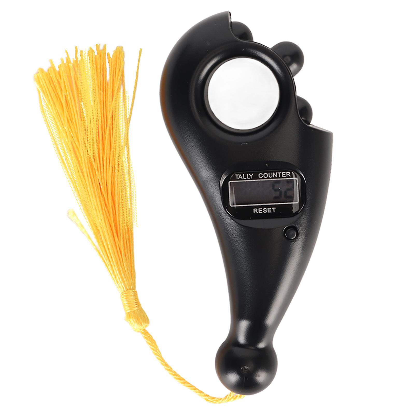Digital Beads Counter LCD Screen Low Noise Portable Digital Buddha Beads Counter with Tassel for Meditation Relaxation Black