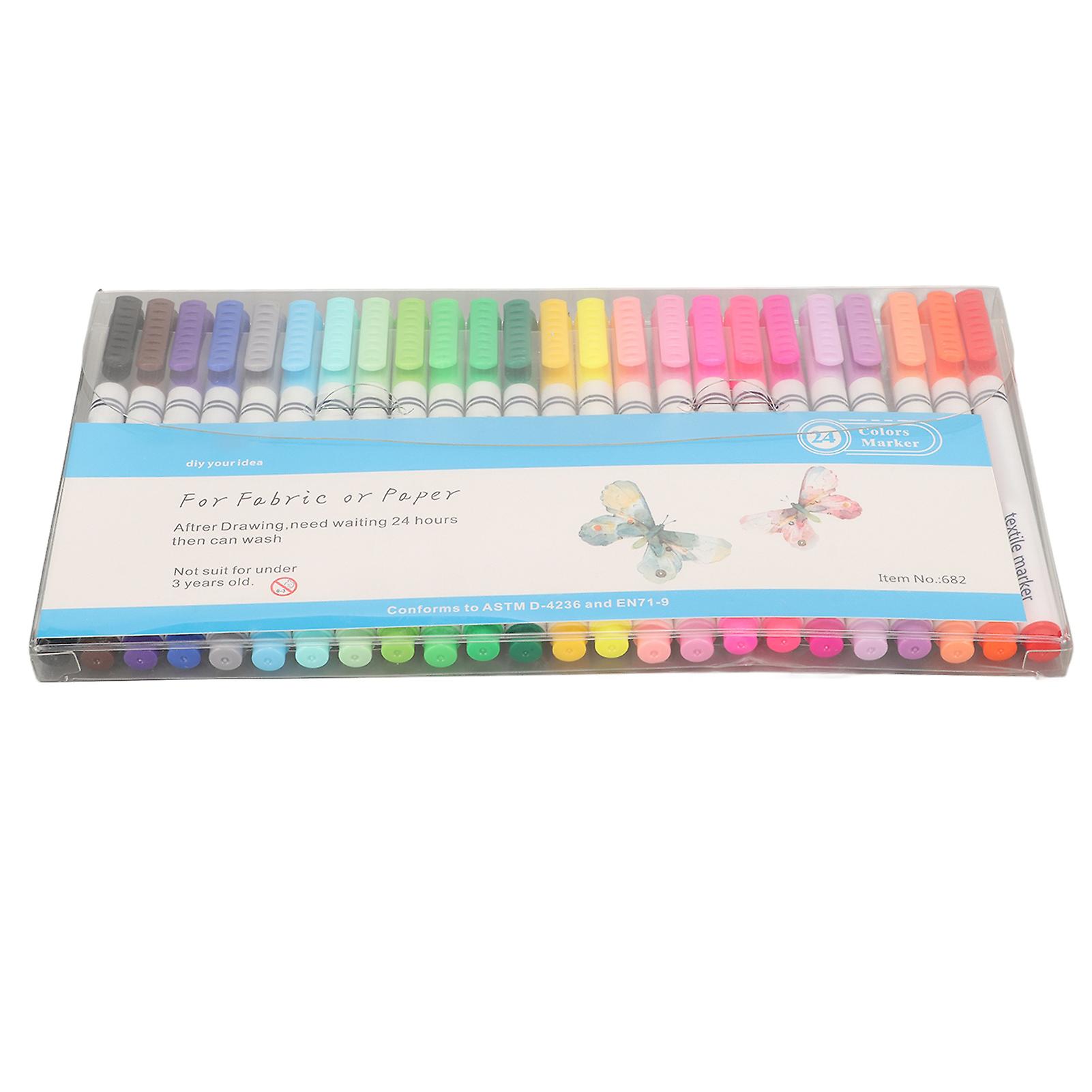 24Pcs Fabric Markers Assorted Colors Smoothing Fine Tip Quick Drying Graffiti Markers for Textile Shoes Shirts