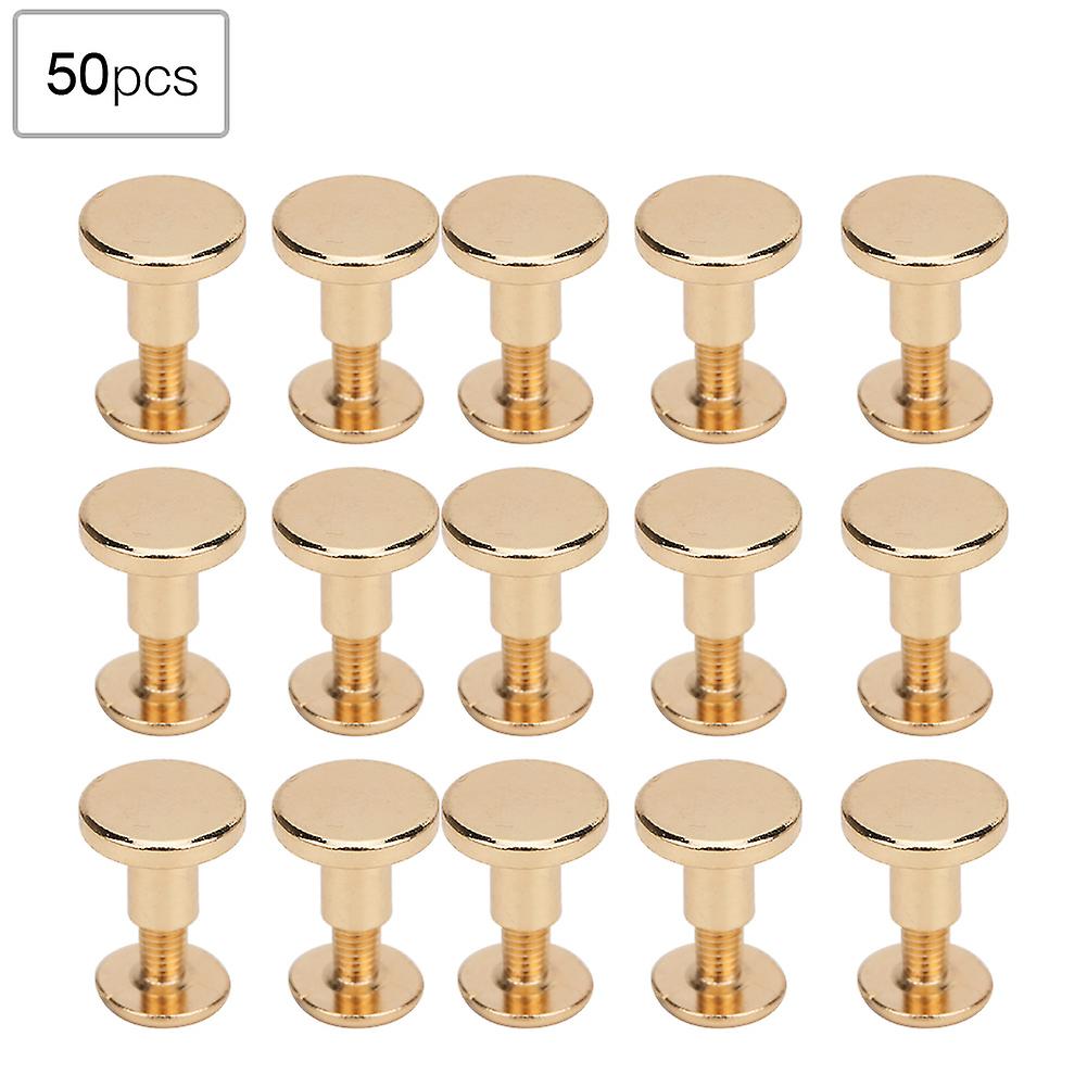 50 Set 8mm Pure Copper Flat Head Rivets Leather Strap Screws Kit for Notebook Binding