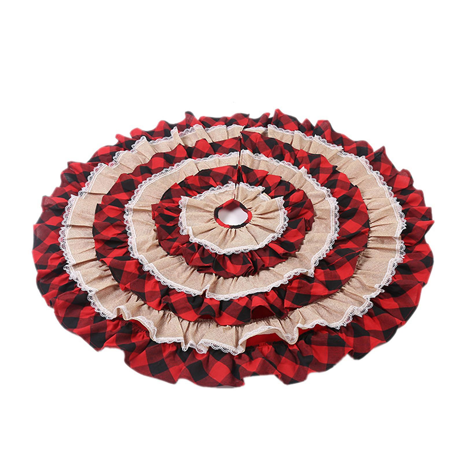 Christmas Ruffle Tree Skirt Multilayered Burlap Ruffled Edge Tree Mat For Xmas Thanksgiving Holiday Party