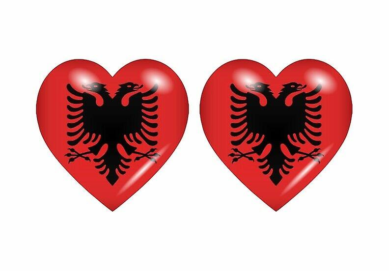 2x Stick sticker flag heart AL albania