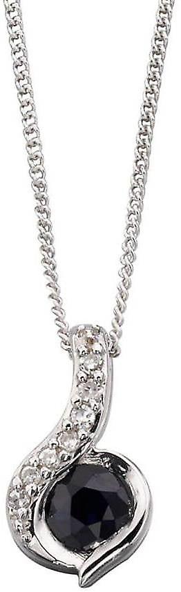 Elements Gold Sapphire and Diamond Swirl Pendant - Blue/Silver