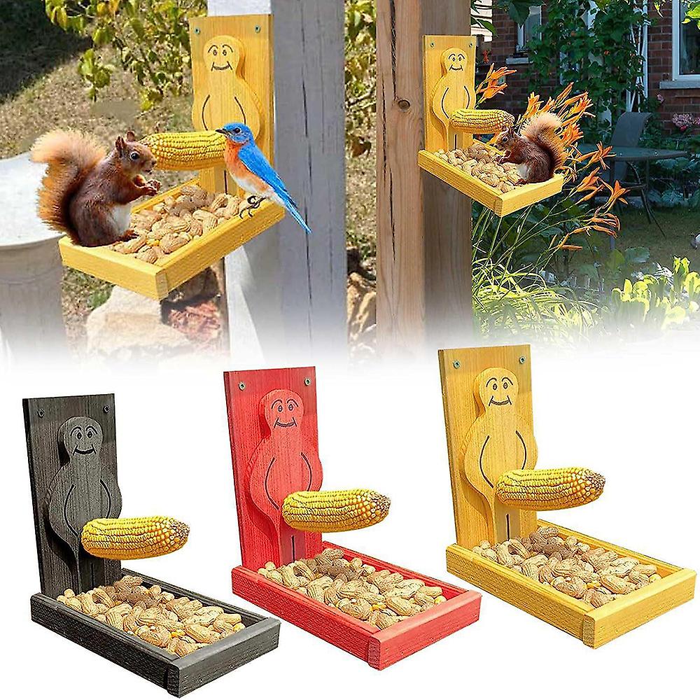 Funny Proud Men Squirrel-Animal Feeder Large Capacity Picnic Table Feeder for Outside Garden