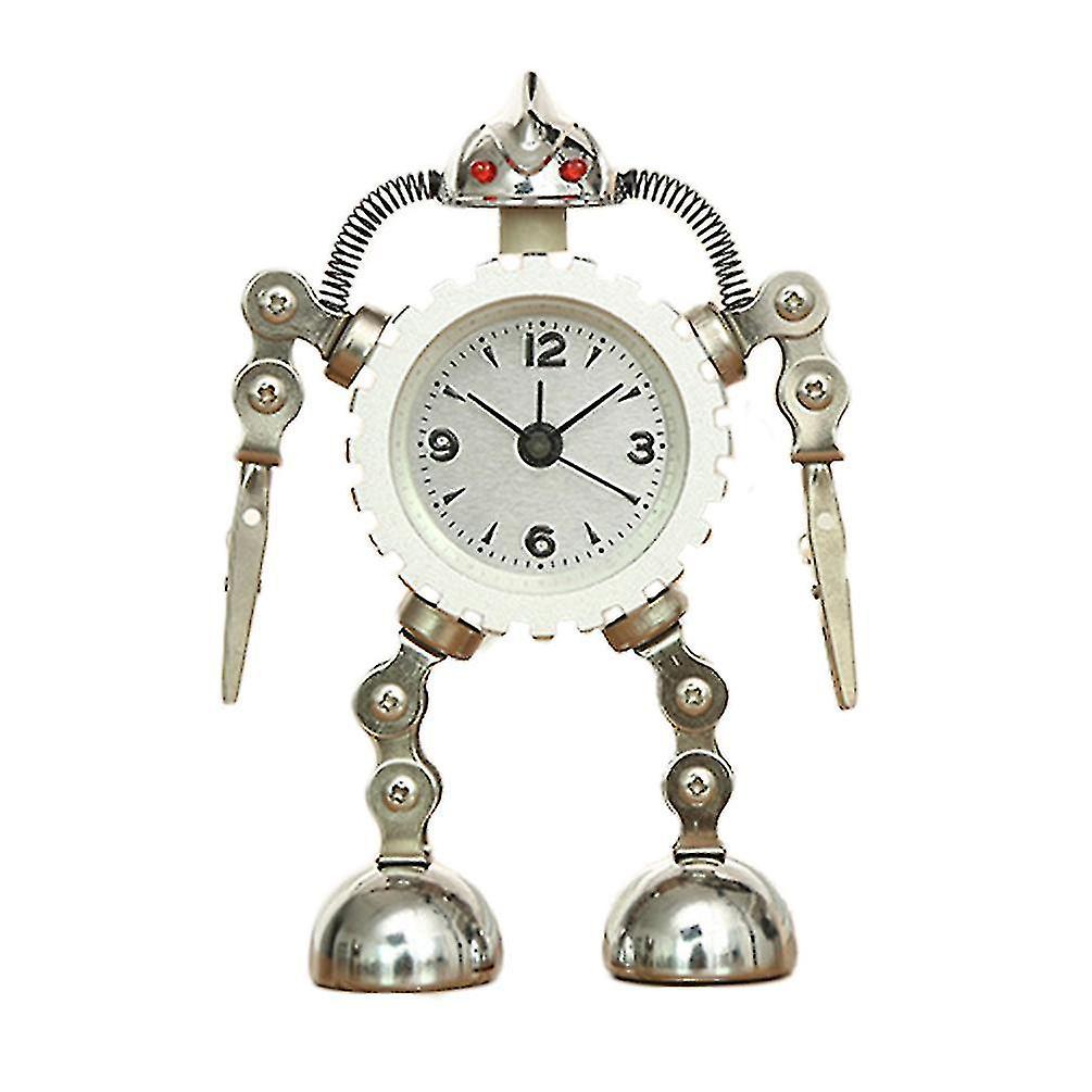 Creative Alarm Clock Robot Clock Small Desk Clock White