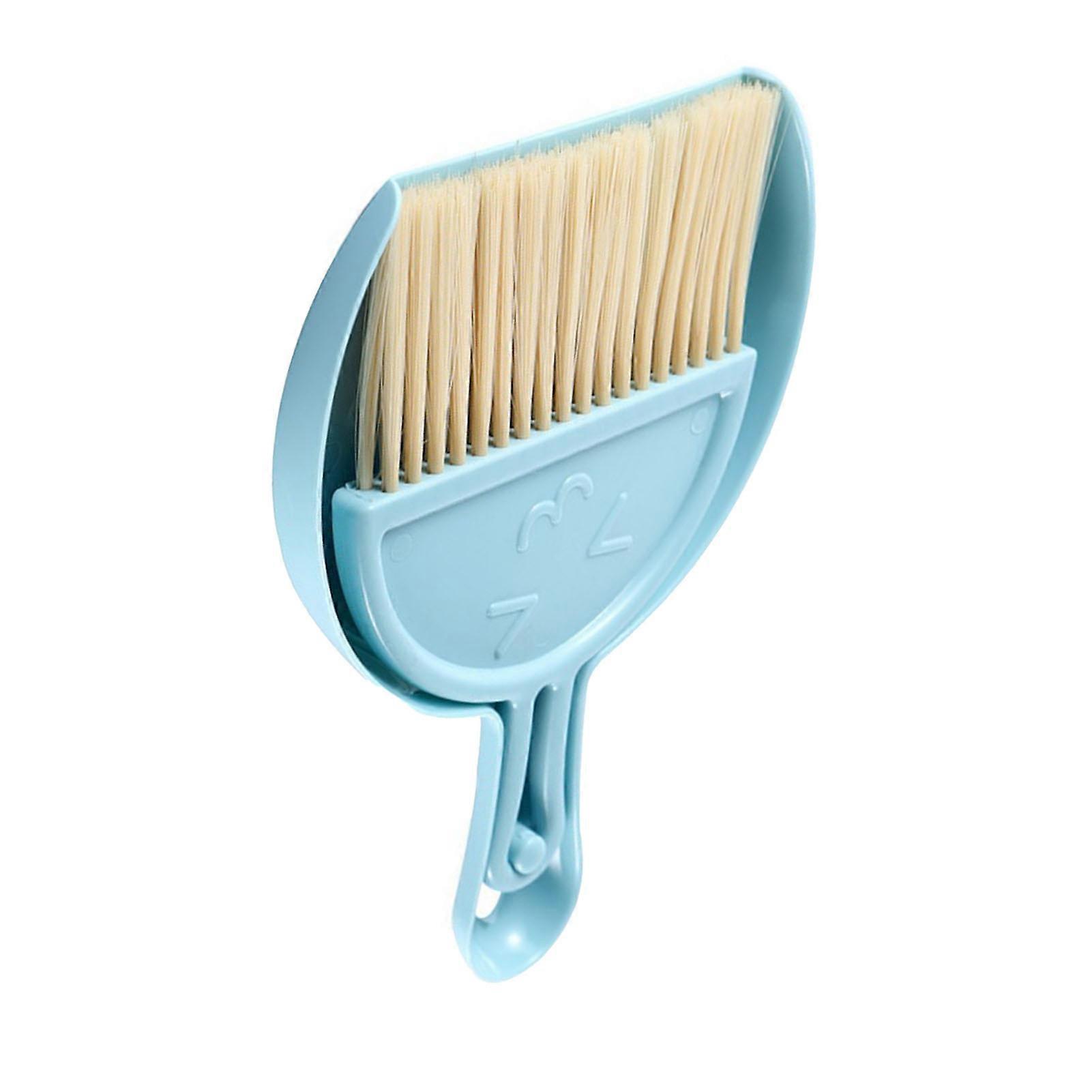 Mini Broom Dustpan Set Smile Face Plastic Handheld Efficient Cleaning Portable Tiny Brush Dustpan for Tabletop Office Blue 