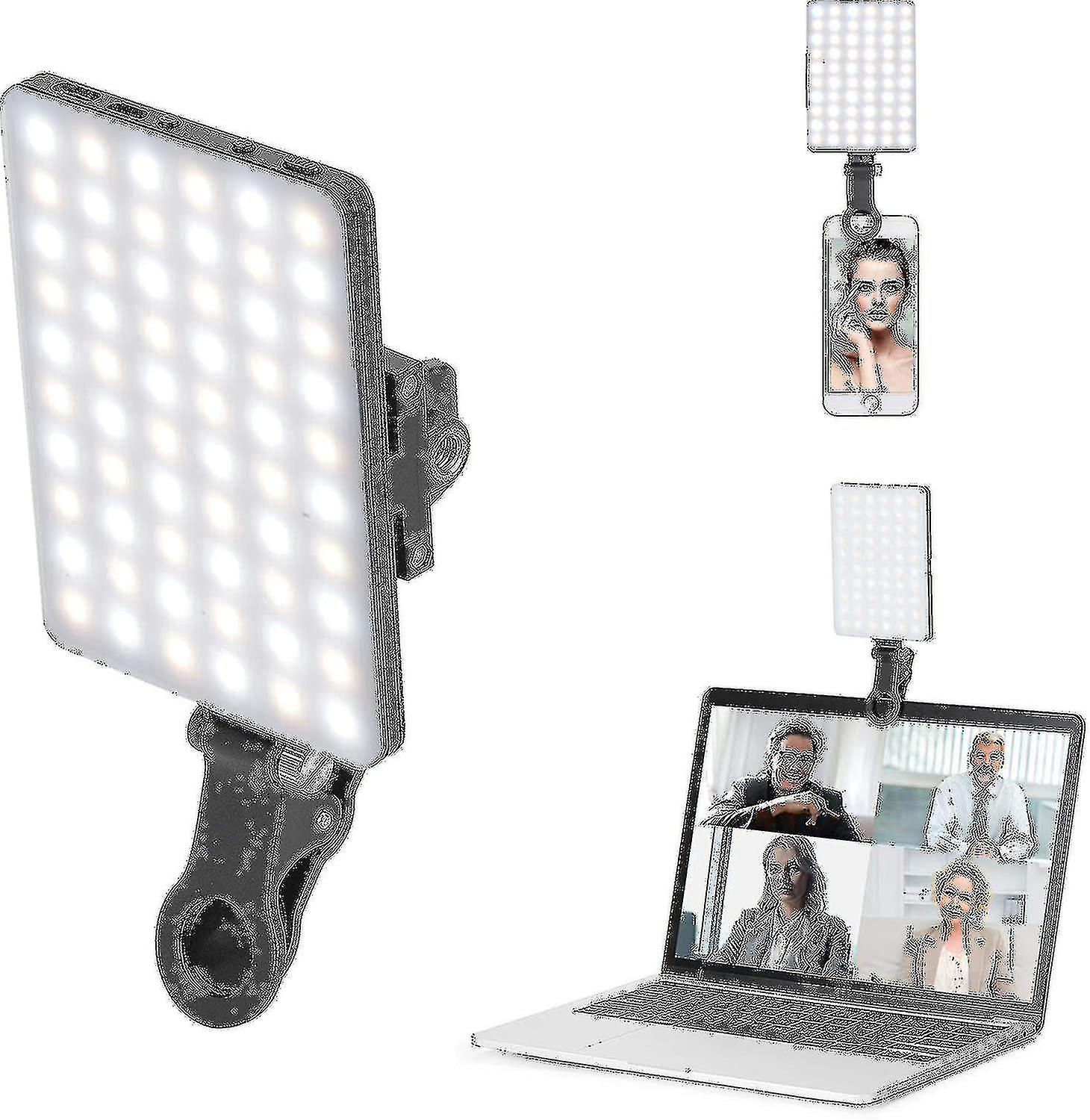 Newmowa 60 Led High Power Rechargeable Clip Fill Video Light With Front Back Clip, Adjusted 3 Light 