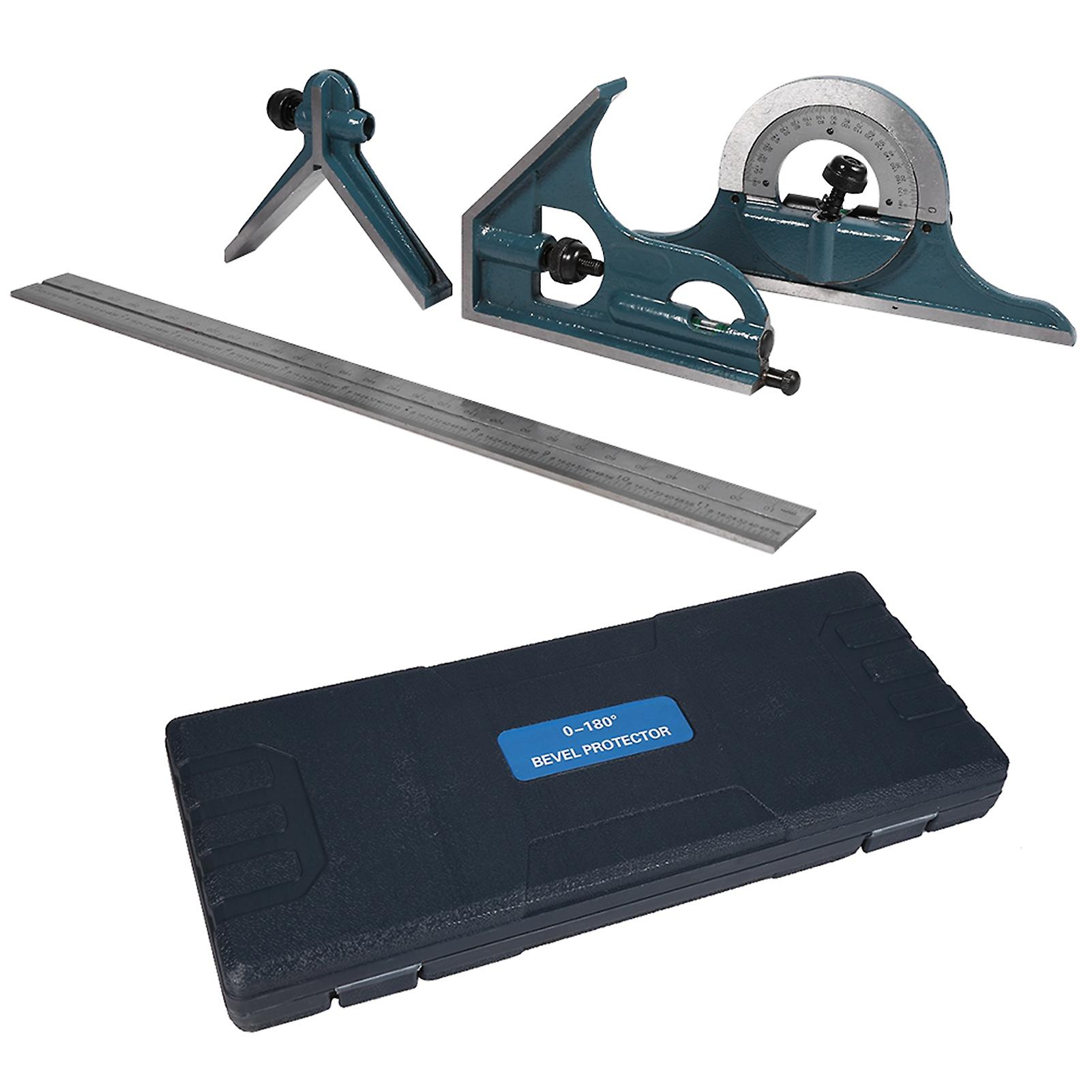 1x 180 Degree Stainless Steel Universal Angle Ruler and Protractor Set
