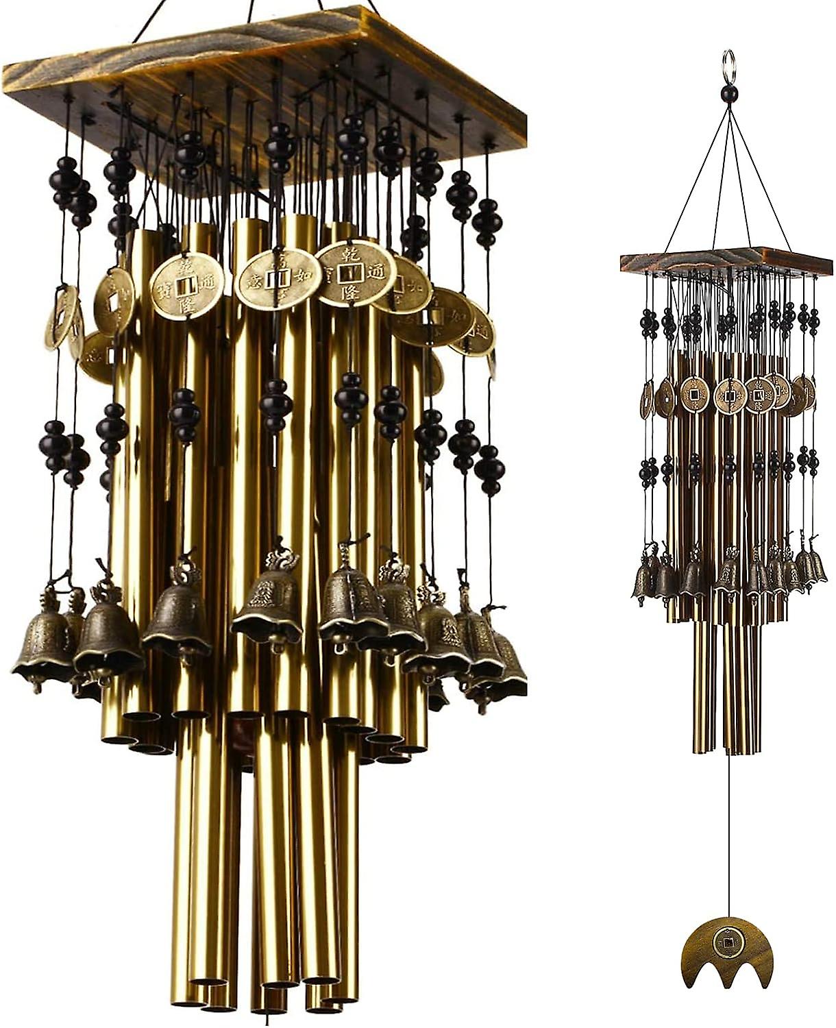 Wind Chimes for Outside, 30"Memorial Wind Chimes with 24 Copper Tubes and 16 Copper Bell for Garden,Patio,Window Wind Chime Hanging Decoration,Bronze
