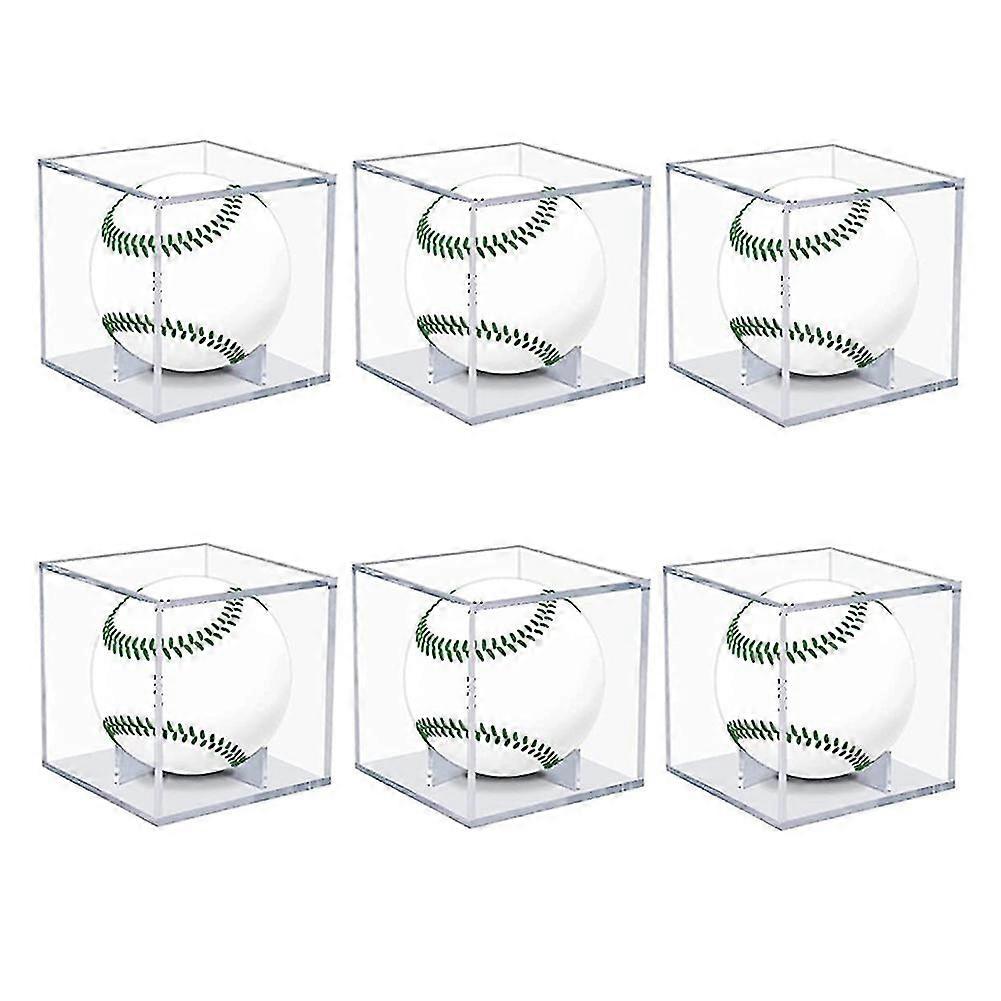 6pcs野球の陳列ケース、UV保護アクリル陳列ボックス、クリア陳列ケースオートグラフボールショー